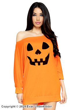 Gresskarlykt Halloween-gresskar, kjole, lange ermer, off-shoulder